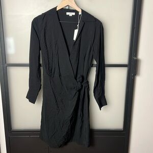 NWT Vince Long Sleeve Wrap Shirt Dress in Black Size XS